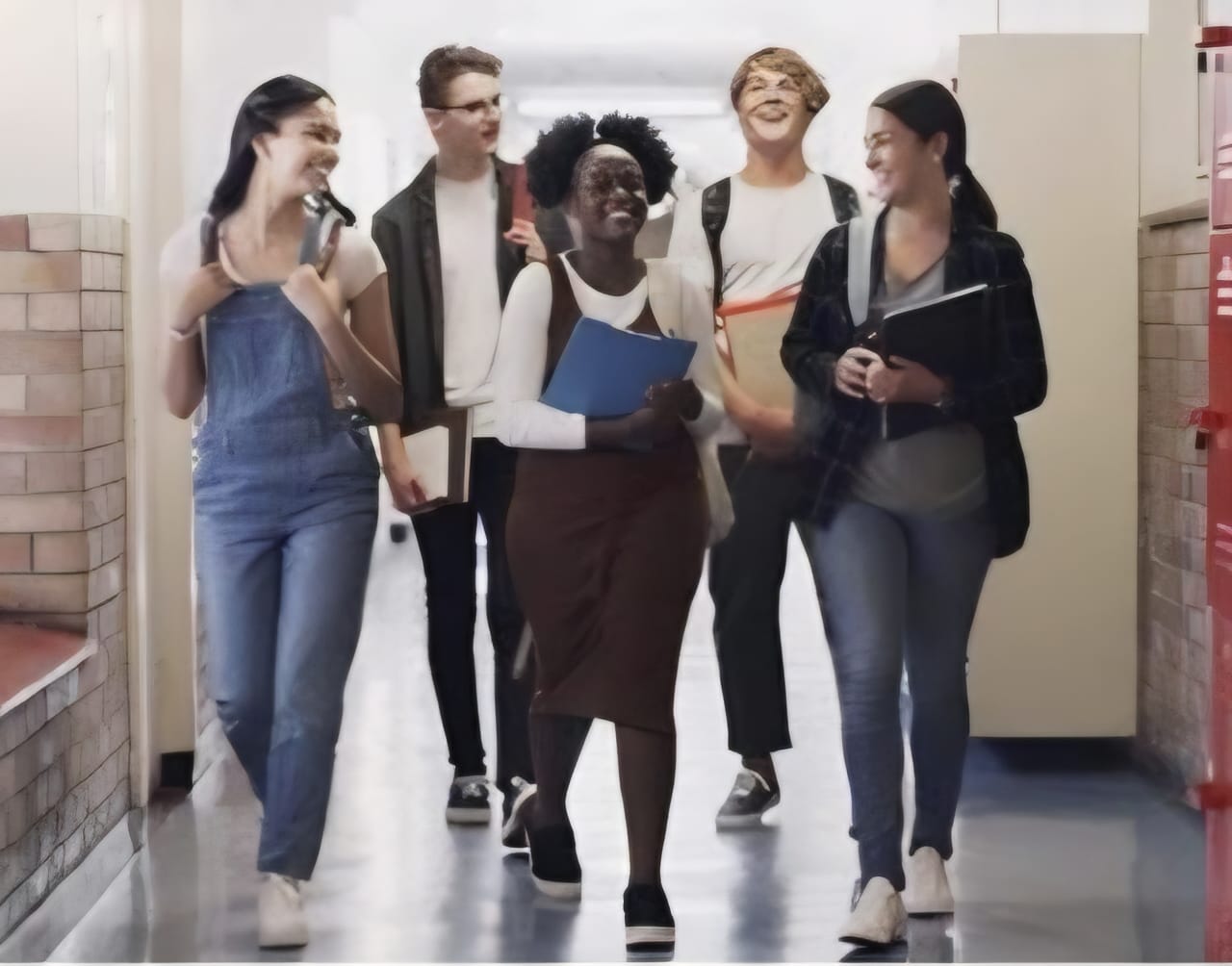 Students in Campus Hallway